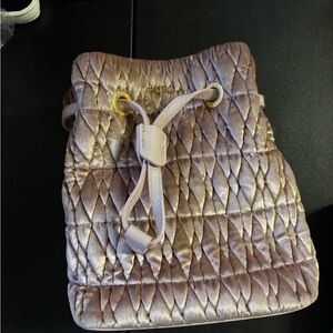 Furla Metallic Quilted Drawstring Backpack